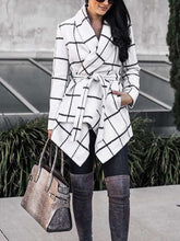 Fashion Loose Plaid Belt Coats
