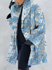 New Warm Fashion Print Shawl Collar Coat