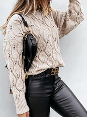 Women fashion round neck hallow out elegant sweaters