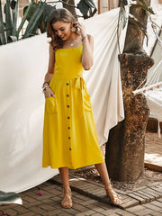 Fashion Pure Vest Fastener Backless Maxi Dresses