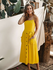 Fashion Pure Vest Fastener Backless Maxi Dresses