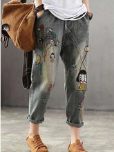 Casual Loose Embroider Women Jeans Pants