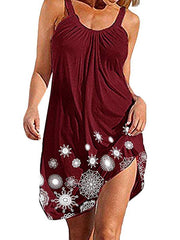 Loose plus-size floral printed strap Shift Dresses