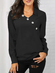 Fashion Pure Lapel Long sleeve Blouses