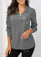 Fashion Pure Lapel Long sleeve Blouses