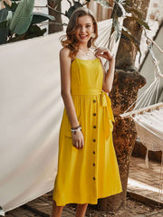 Fashion Pure Vest Fastener Backless Maxi Dresses