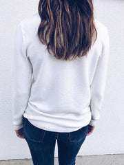 Round collar Lace Hem with shoulder button design Long Sleeve T-shirts