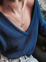 Plain Deep V Neck Long Sleeve Woman More Colors Sweaters