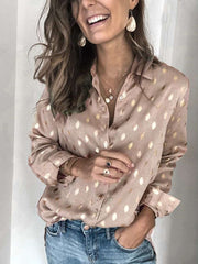 Loose Long sleeve Point Lapel Blouses