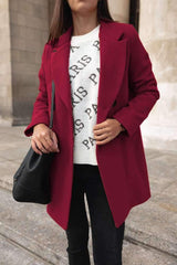 Pure Long sleeve Lapel Woolen Coat