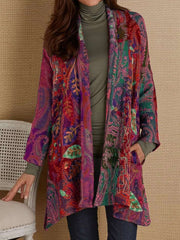 Casual Retro print Long sleeve Cardigan