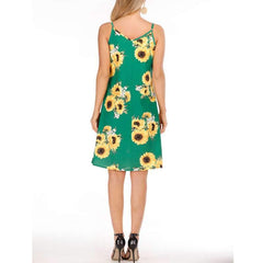 Fashion Print Vest Round neck Shift Dresses