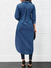 Small Lapels Three quarter sleeve Plain Casual Blouses