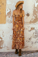 Fashion Print One shoulder Maxi Dresses