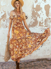 Fashion Print One shoulder Maxi Dresses