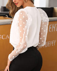 Fashion Elegant Lace Gored Long sleeve Point Blouses