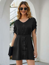 Casual Pure Fastener Short sleeve Lacing Skater Dresses
