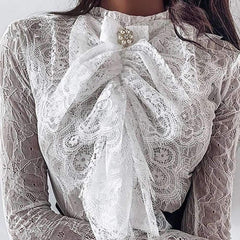Sexy Lace Round neck Long sleeve T-Shirts