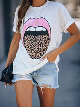 Loose Tongue printed round neck white Short sleeve T-shirts