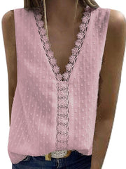 Daily v neck sleeveless lace women shirts vests