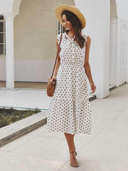 Fashion Point print V neck Lacing Maxi Dresses