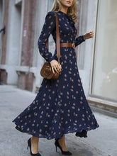 Elegant women printed long sleeve maxi dresses