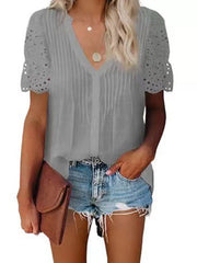 Chic women v neck fashion blouses