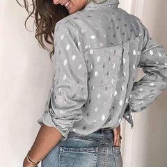Loose Long sleeve Point Lapel Blouses