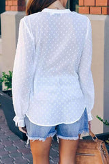 Pure Stand collar Long sleeve Blouses