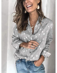 Loose Long sleeve Point Lapel Blouses