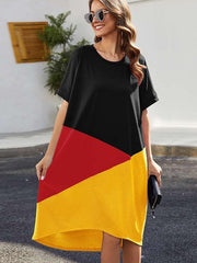 Fashion Gored Round neck Short sleeve Maxi Dresses
