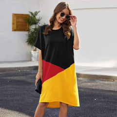 Fashion Gored Round neck Short sleeve Maxi Dresses