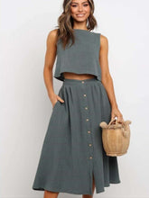 Fashion Fastener Round neck Piece suit Sleeveless Maxi Dresses