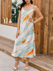 Fashion Print Vest Maxi Dresses