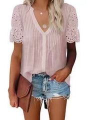 Chic women v neck fashion blouses
