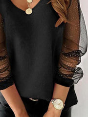 Casual Long Sleeve V Neck Plus Size Tops T-shirts