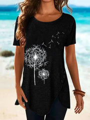 Crew Neck Short Sleeve Cotton-Blend Shirts & Tops