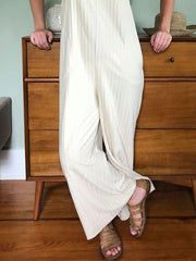 Casual loose striped linen jumpsuit