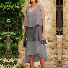 Fashion Gored Vest Cotton Maxi Dresses