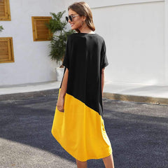 Fashion Gored Round neck Short sleeve Maxi Dresses
