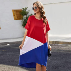 Fashion Gored Round neck Short sleeve Maxi Dresses