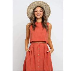 Fashion Fastener Round neck Piece suit Sleeveless Maxi Dresses
