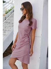 Pure Round neck Short sleeve Skater Dresses