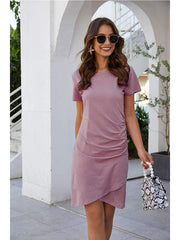 Pure Round neck Short sleeve Skater Dresses
