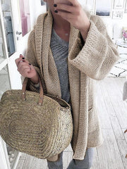 Solid color casual long cardigan sweater coats