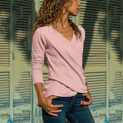 Fashion Pure Intersect V neck Long sleeve Knit Sweaters
