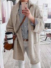 Solid color casual long cardigan sweater coats