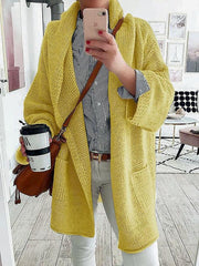 Solid color casual long cardigan sweater coats