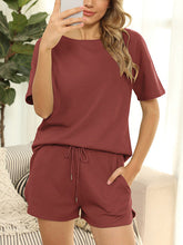 Women plain round neck short sleeve elegant suits