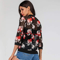 Fashion Print Zipper Round neck Long sleeve Lycras